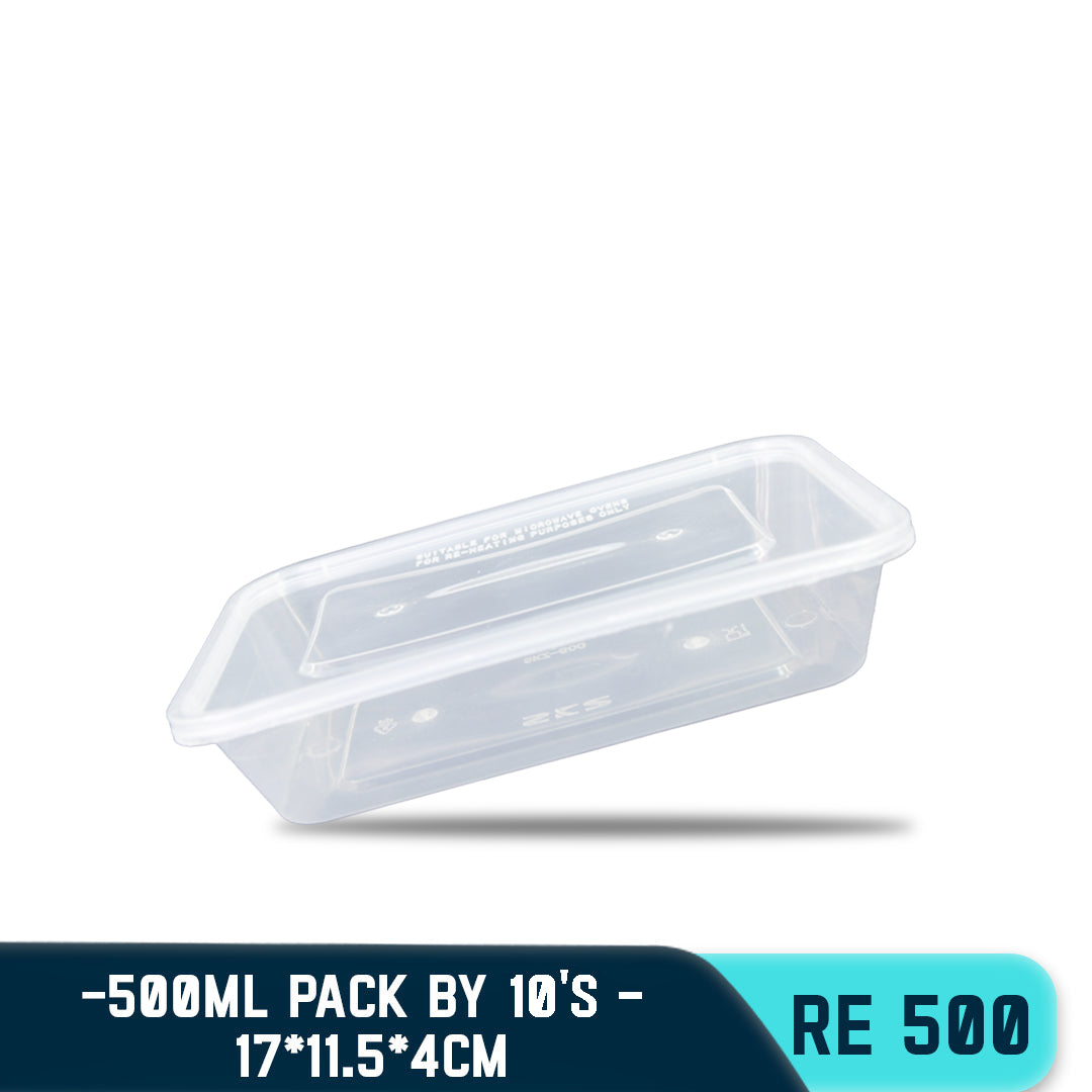 TPK RECTANGULAR PLASTIC FOOD CONTAINER 500ML (10PCS/PACK)