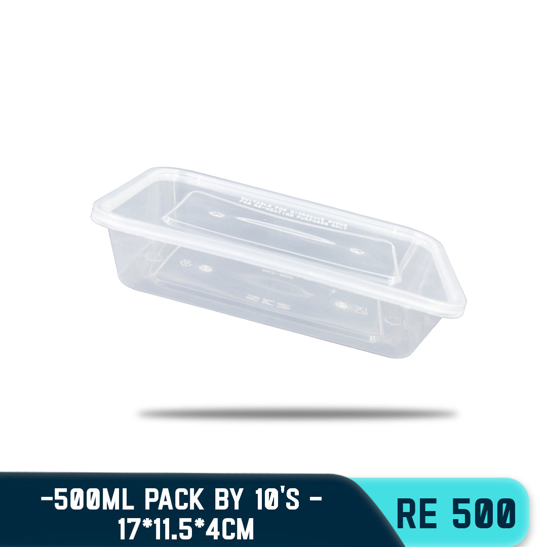 RECTANGULAR PLASTIC FOOD CONTAINER (10PCS/PACK)