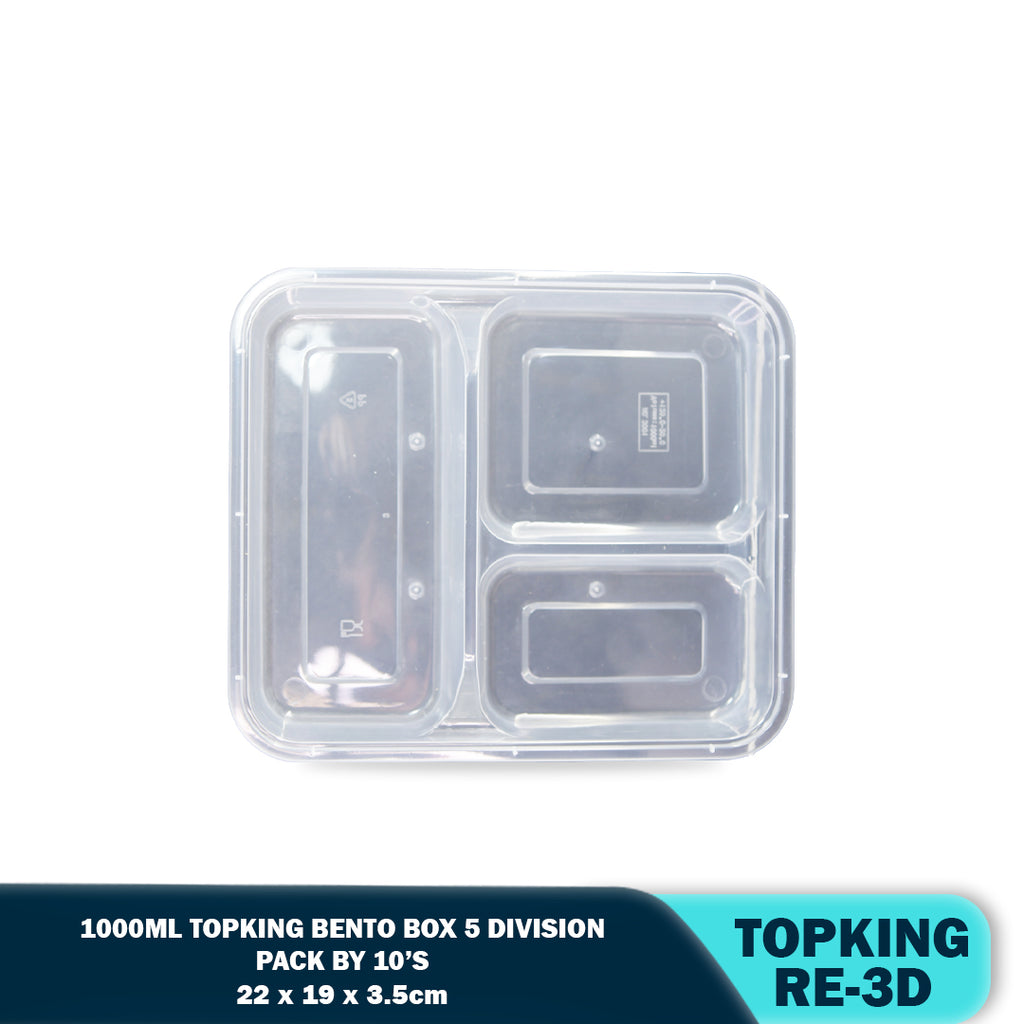 PLASTIC FOOD CONTAINER 3-DIVISION (10PCS/PACK)