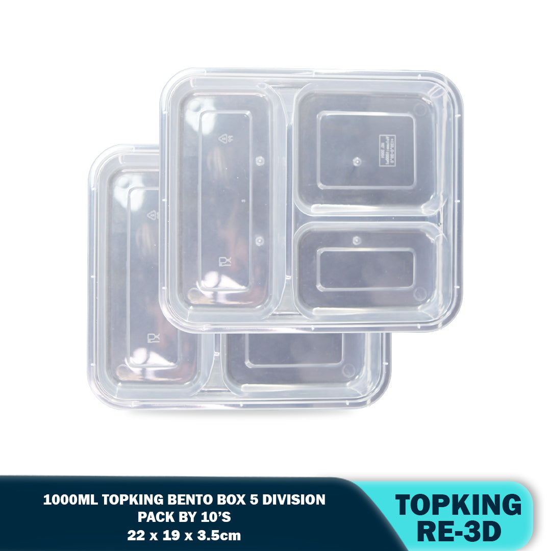 PLASTIC FOOD CONTAINER 3-DIVISION (10PCS/PACK)
