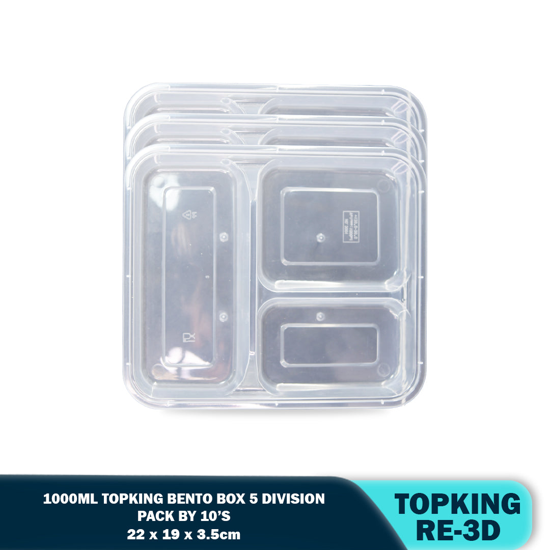 PLASTIC FOOD CONTAINER 3-DIVISION (10PCS/PACK)