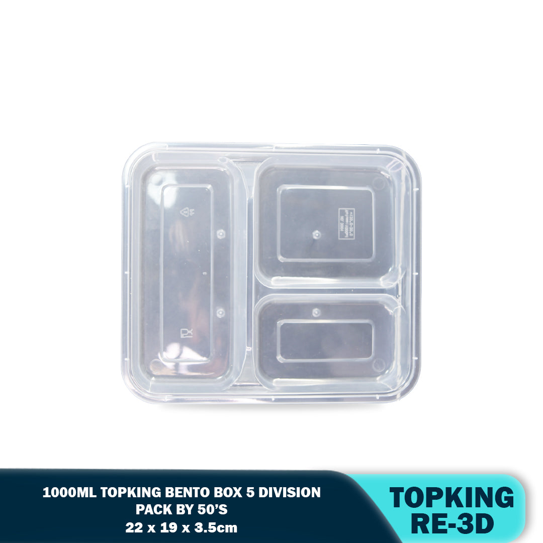 PLASTIC FOOD CONTAINER 3-DIVISION (50PCS/PACK)