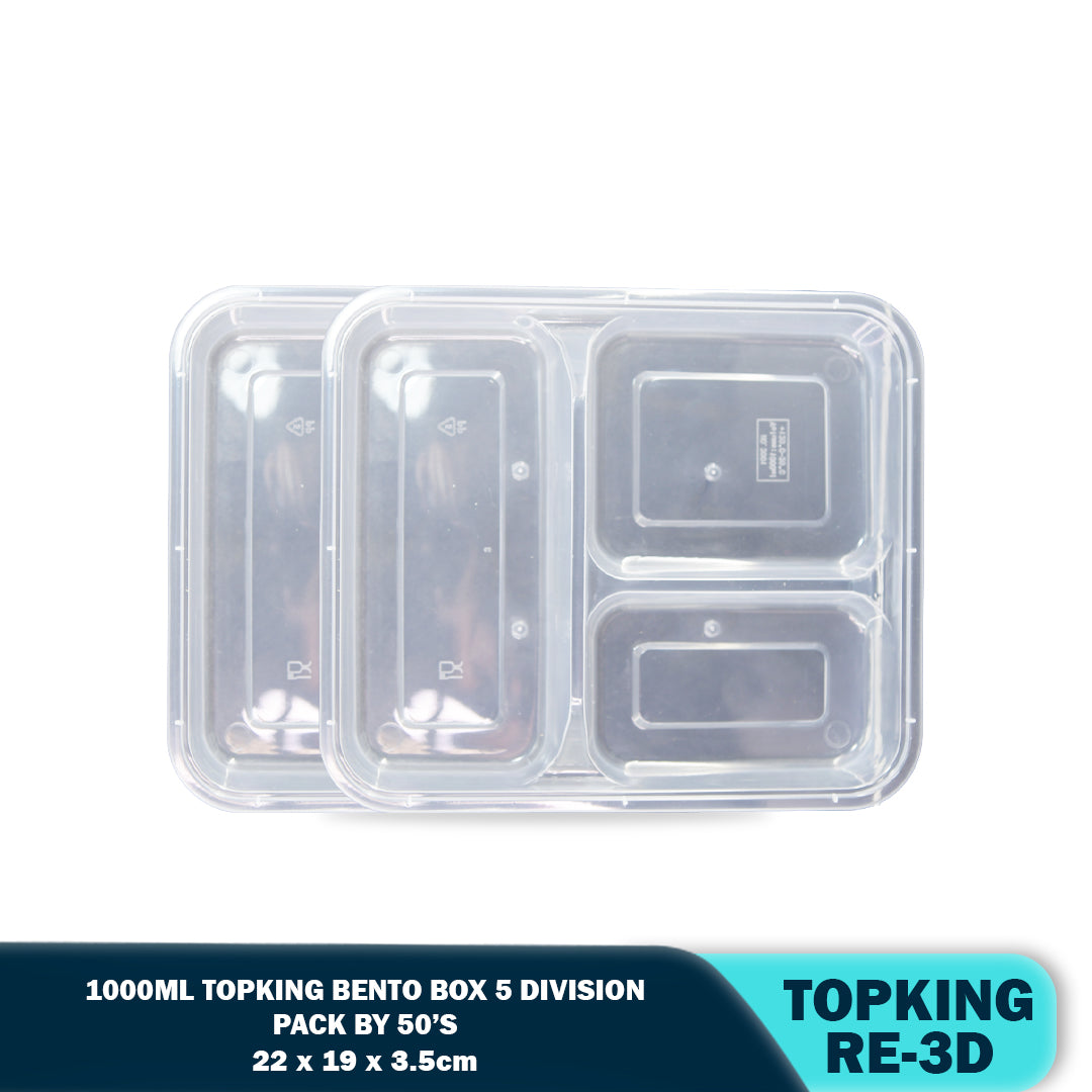 PLASTIC FOOD CONTAINER 3-DIVISION (50PCS/PACK)