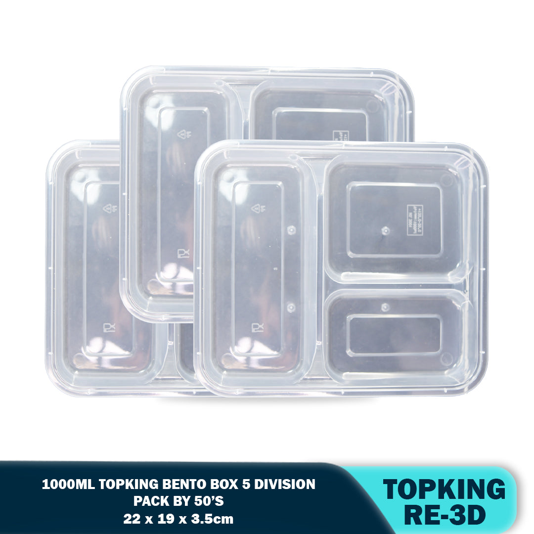 PLASTIC FOOD CONTAINER 3-DIVISION (50PCS/PACK)