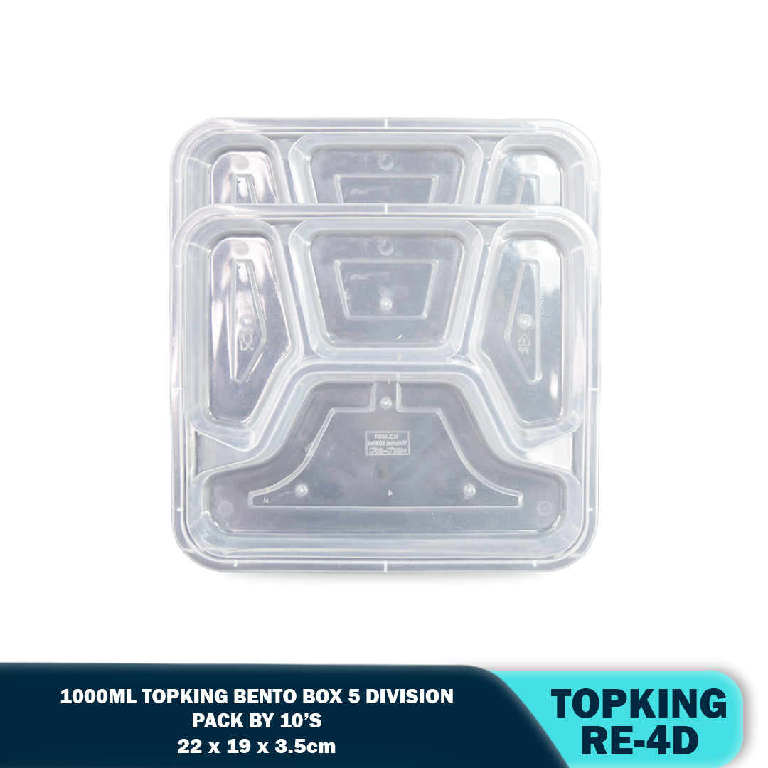 PLASTIC FOOD CONTAINER 4-DIVISION (10PCS/PACK)