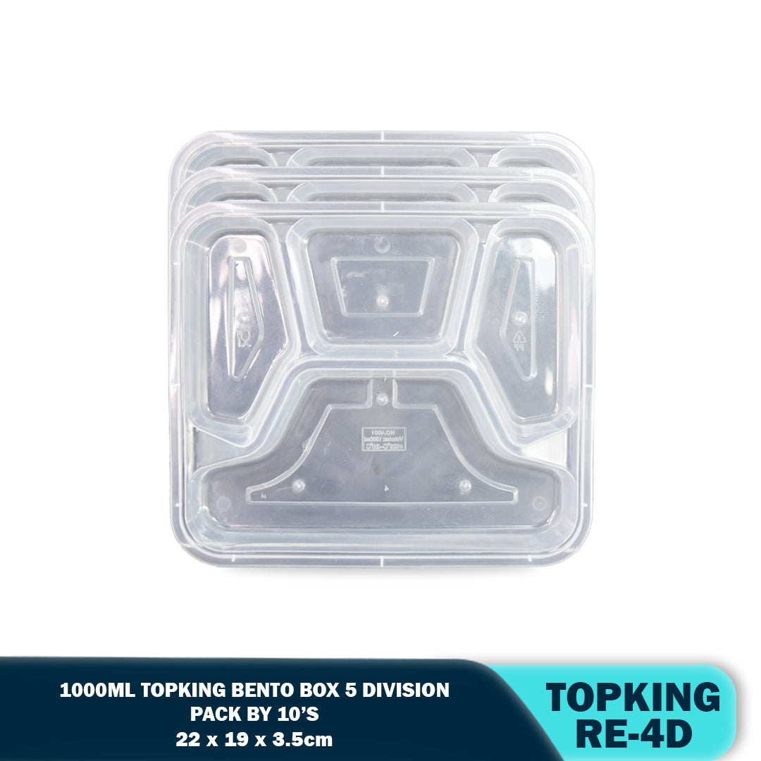 PLASTIC FOOD CONTAINER 4-DIVISION (10PCS/PACK)