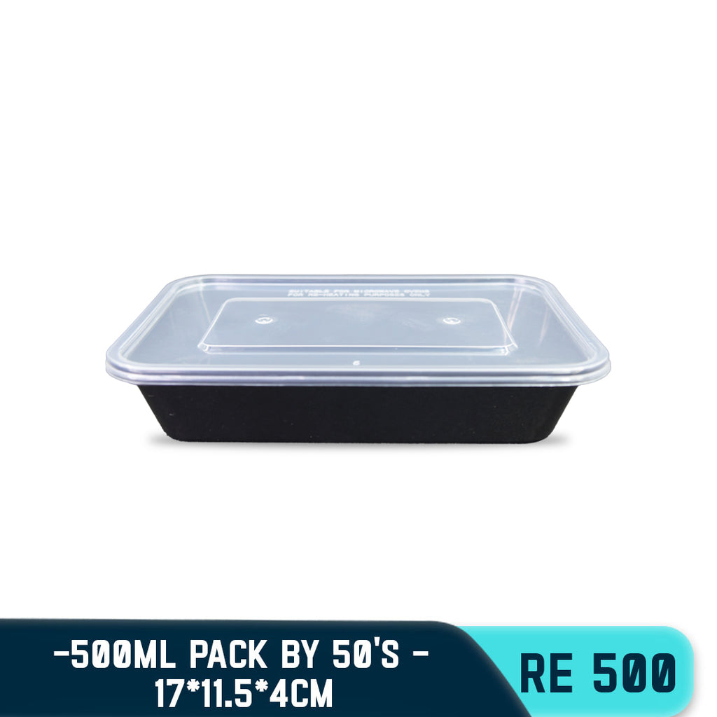 TPK RECTANGULAR PLASTIC FOOD CONTAINER 500ML (50PCS/PACK)