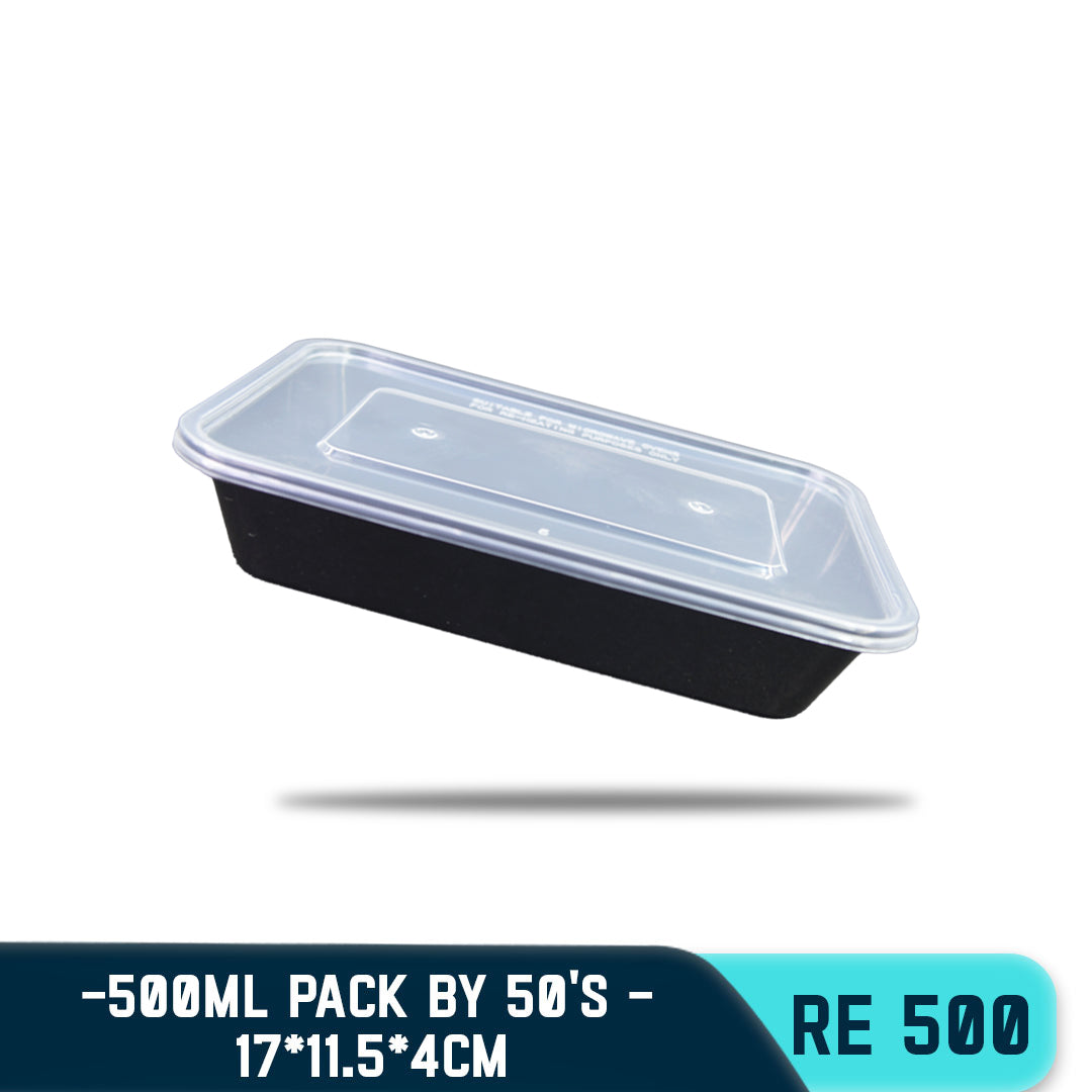 TPK RECTANGULAR PLASTIC FOOD CONTAINER 500ML (50PCS/PACK)