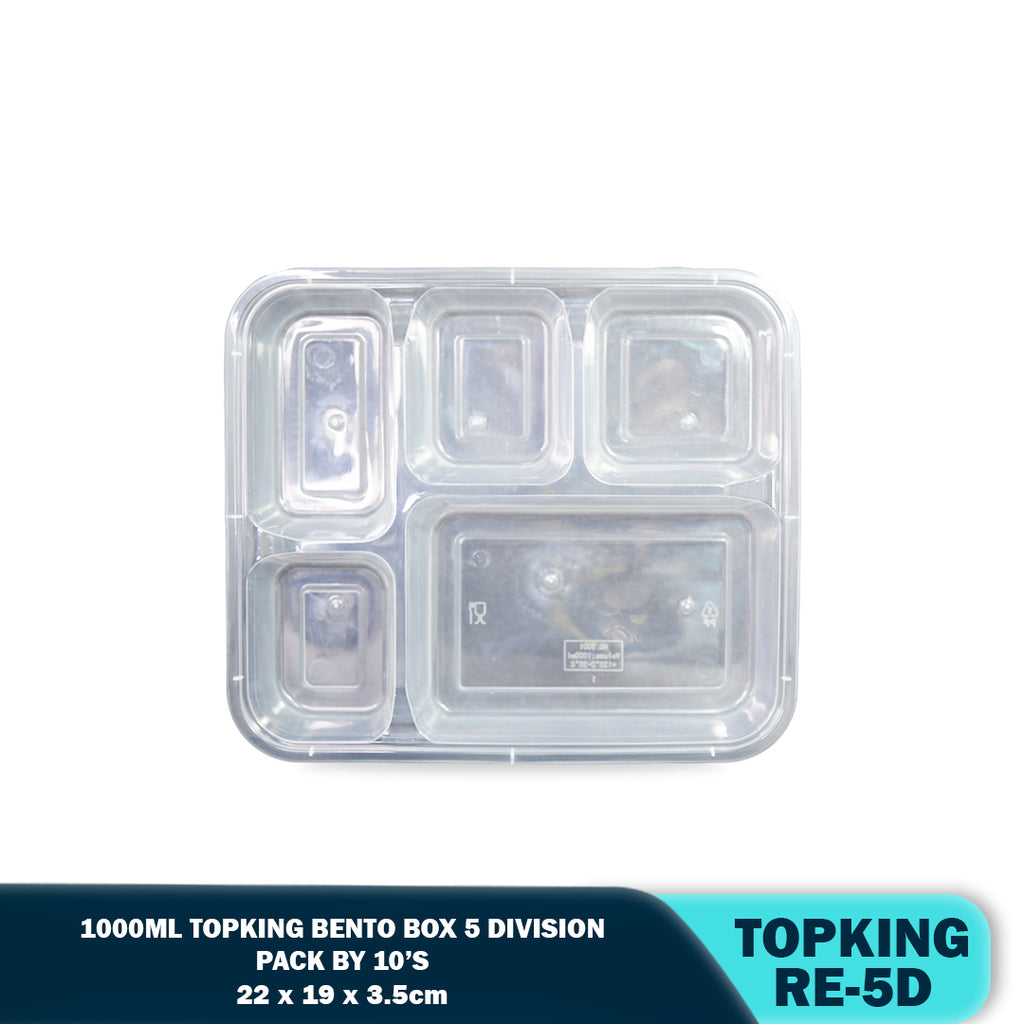 PLASTIC FOOD CONTAINER 5-DIVISION (10PCS/PACK)
