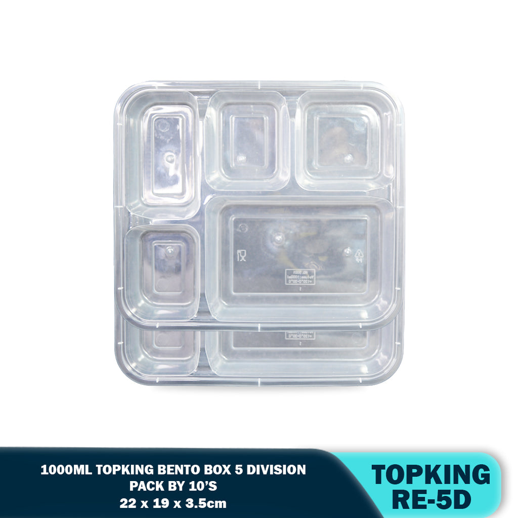 PLASTIC FOOD CONTAINER 5-DIVISION (10PCS/PACK)