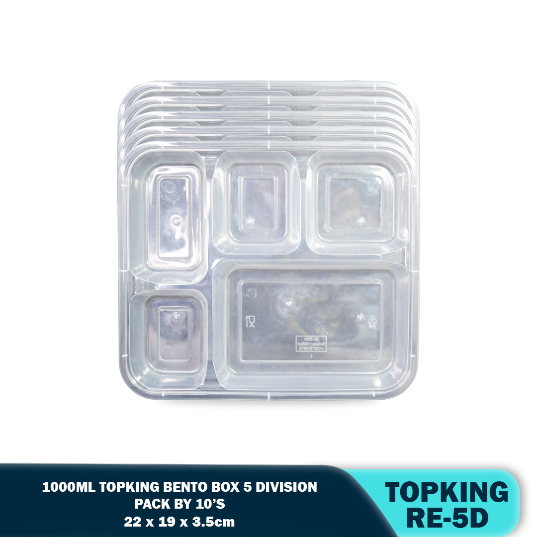 PLASTIC FOOD CONTAINER 5-DIVISION (10PCS/PACK)