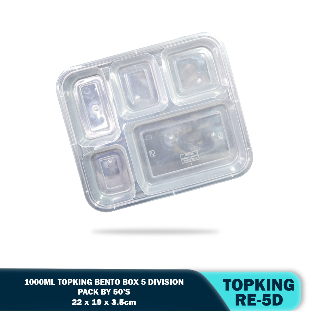 PLASTIC FOOD CONTAINER 5-DIVISION (50PCS/PACK)