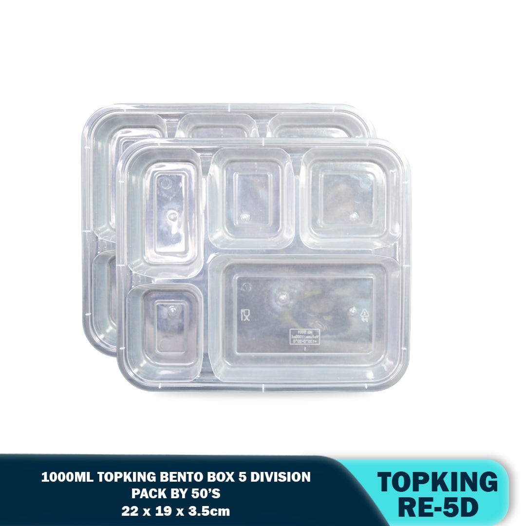 PLASTIC FOOD CONTAINER 5-DIVISION (50PCS/PACK)
