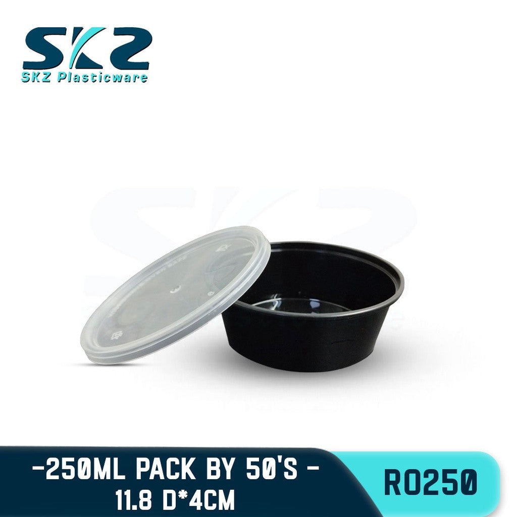 SKZ 1BOX BLACK AND CLEAR ROUND SERIES [RO 250] ENVIRONMENTAL FRIENDLY FOOD STORAGE MICROWAVABLE