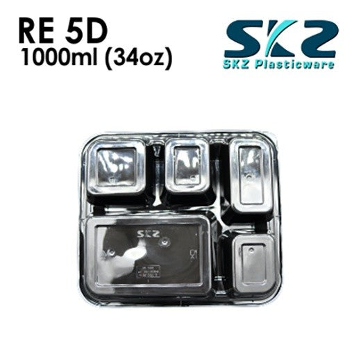 SKZ 5 DIVISION BLACK RECTANGULAR SERIES RE-5D ENVIRONMENTAL FRIENDLY FOOD STORAGE MICROWAVABLE
