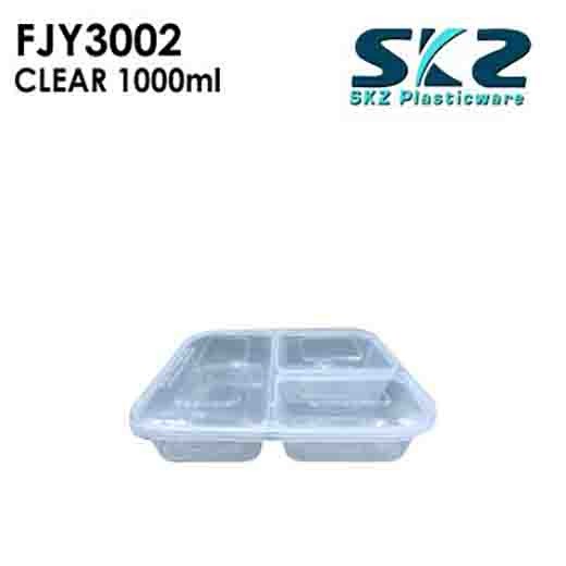NEW (FYJ-3002) CLEAR CONTAINER 3DIVISION SERIES 3500ML ENVIRONMENTAL FRIENDLY FOOD STORAGE MICROWAV
