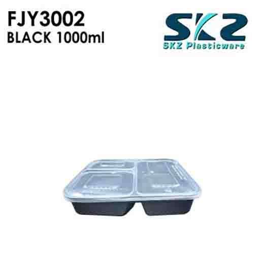 NEW (FYJ-3002) BLACK CONTAINER 3DIVISION SERIES 3500ML ENVIRONMENTAL FRIENDLY FOOD STORAGE MICROWAV