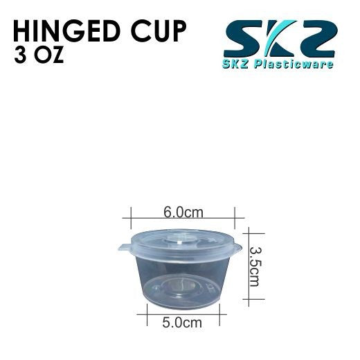 SKZ CLEAR HINGED CUP CONTAINER SERIES (1oz, 2oz,3oz,4oz,5oz) ENVIRONMENTAL FRIENDLY SAUCER CUP