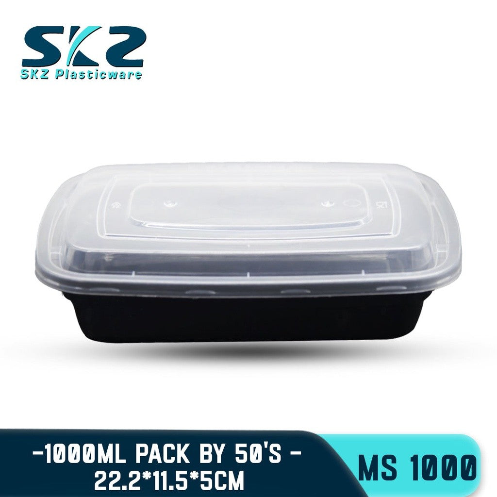 SKZ 1BOX BLACK AND CLEAR RE SERIES 1000ML [MS1000]  ENVIRONMENTAL FRIENDLY FOOD STORAGE MICROWAVABLE