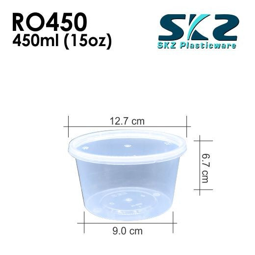 SKZ CLEAR CONTAINER ROUND SERIES R0450 (396) 450ml ENVIRONMENTAL FRIENDLY FOOD STORAGE MICROWAVABLE