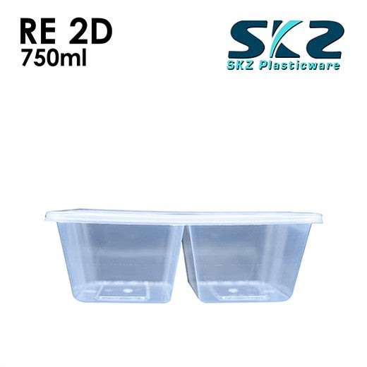 SKZ CLEAR CONTAINER 2 DIVISION SERIES RE750 2D ENVIRONMENTAL FRIENDLY FOOD STORAGE MICROWAVABLE