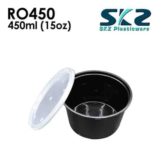 SKZ BLACK CONTAINER ROUND SERIES R0450 (396) 450ml ENVIRONMENTAL FRIENDLY FOOD STORAGE MICROWAVABLE