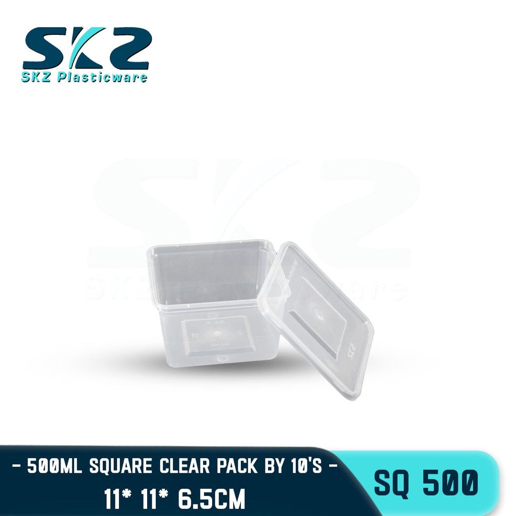 SKZ CLEAR CONTAINER SQUARE SERIES SQ500 500ml ENVIRONMENTAL FRIENDLY FOOD STORAGE MICROWAVABLE