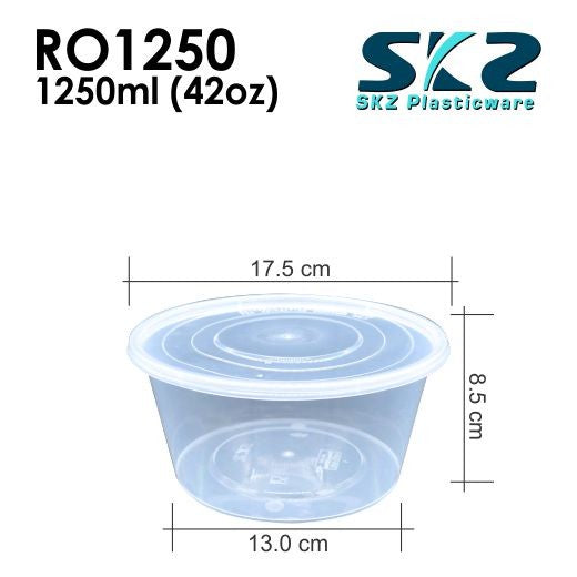 SKZ CLEAR CONTAINER ROUND SERIES R01250 1250ml ENVIRONMENTAL FRIENDLY FOOD STORAGE MICROWAVABLE
