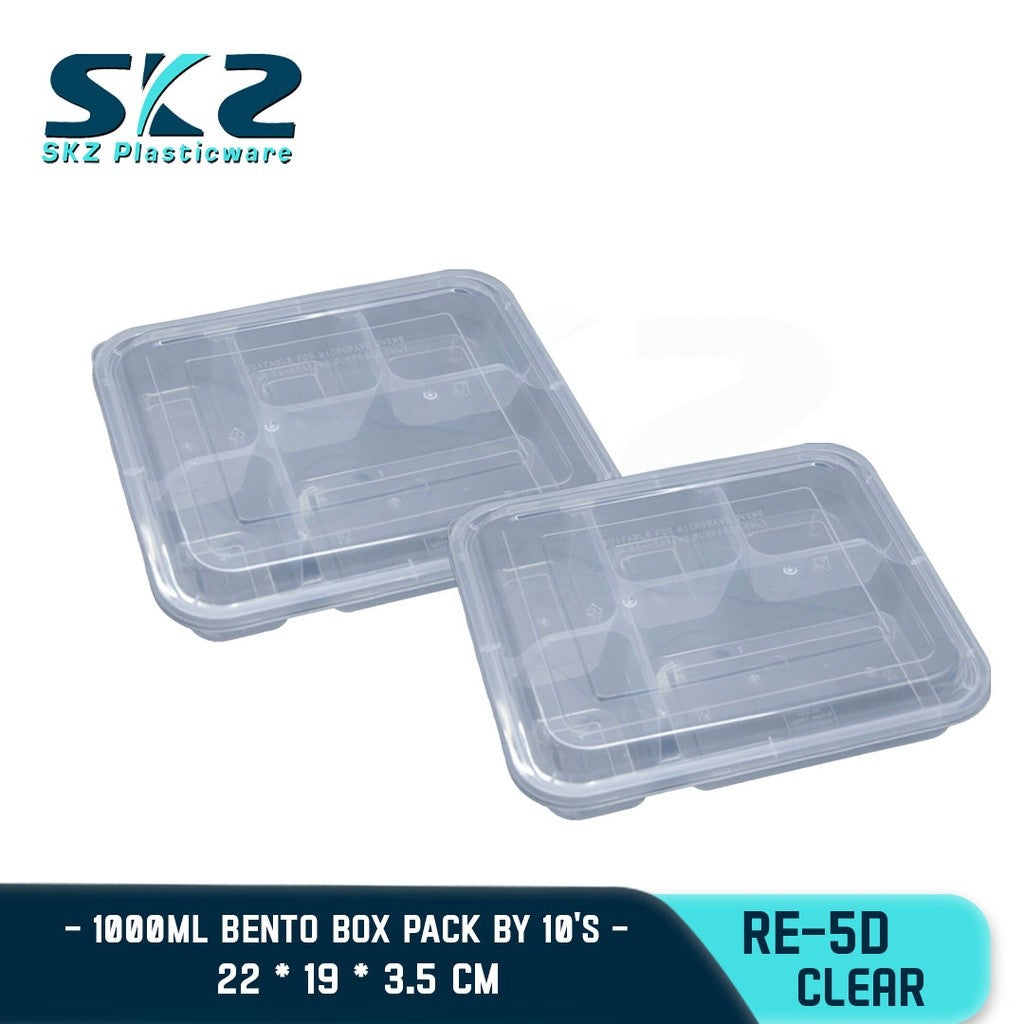 SKZ 5 DIVISION CLEAR RECTANGULAR SERIES RE-5D ENVIRONMENTAL FRIENDLY FOOD STORAGE MICROWAVABLE