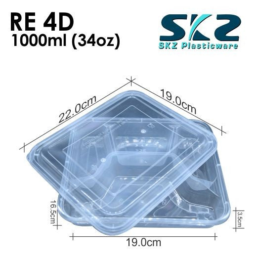 SKZ CLEAR CONTAINER RECTANGULAR SERIES RE4D ENVIRONMENTAL FRIENDLY FOOD STORAGE MICROWAVABLE
