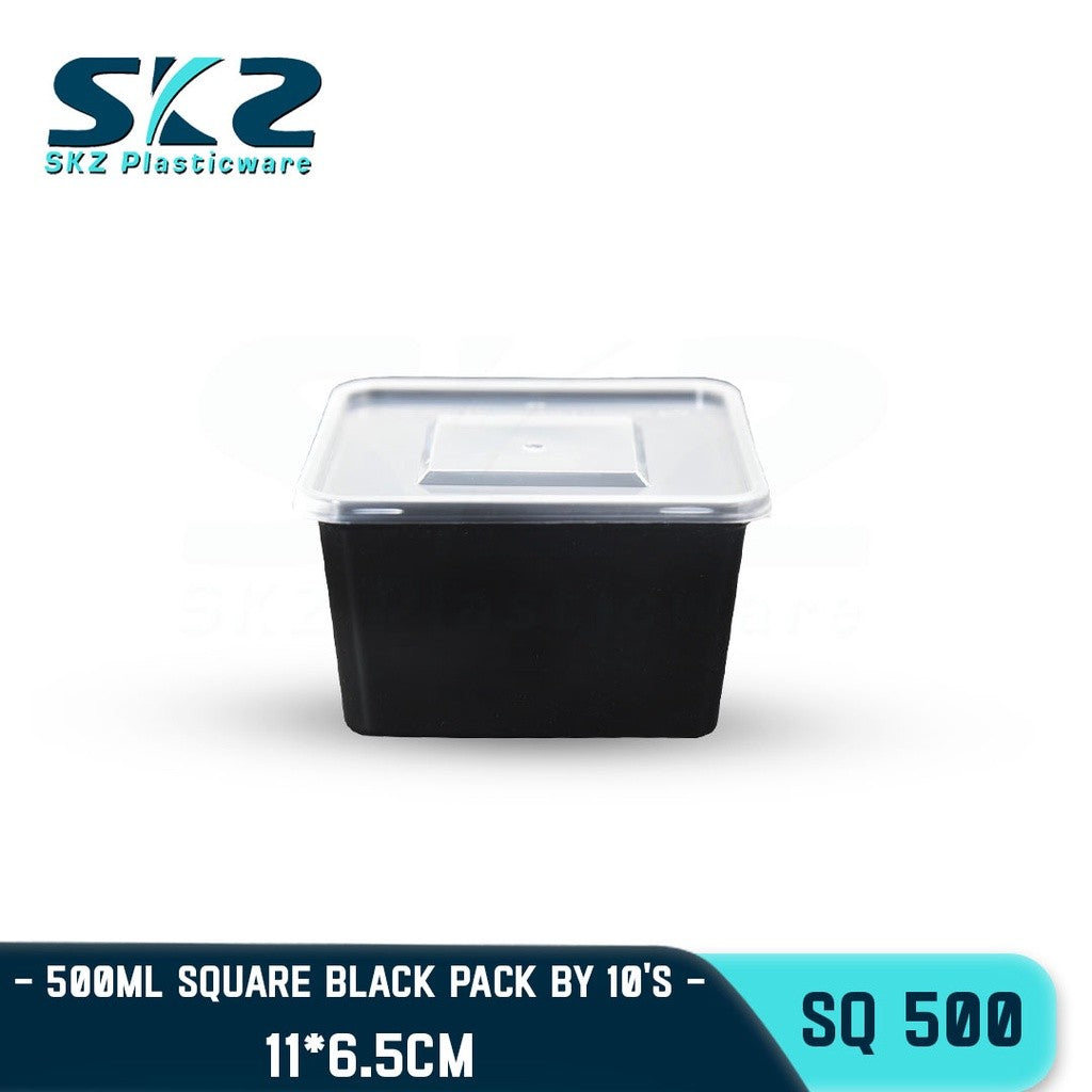 SKZ BLACK SQUARE SERIES CONTAINER SQ500 500ml ENVIRONMENTAL FRIENDLY FOOD STORAGE MICROWAVABLE