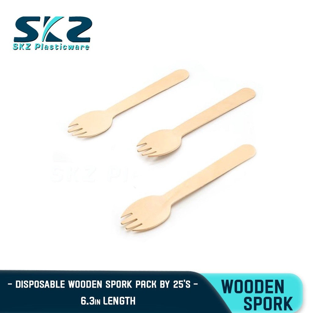 SKZ DISPOSABLE WOODEN SPORK 25-50PCS/PACK