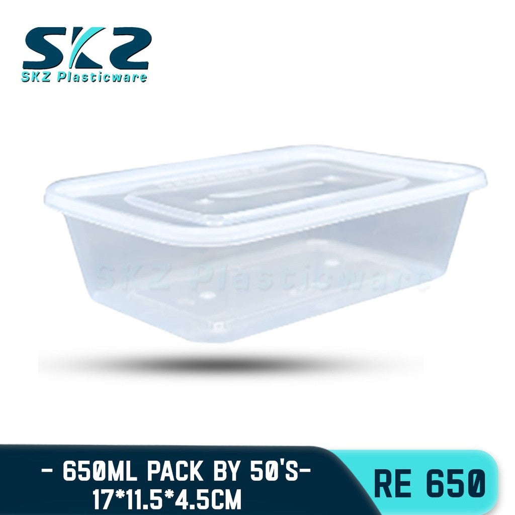 SKZ CLEAR CONTAINER RECTANGULAR SERIES RE650 650ml ENVIRONMENTAL FRIENDLY FOOD STORAGE MICROWAVABLE