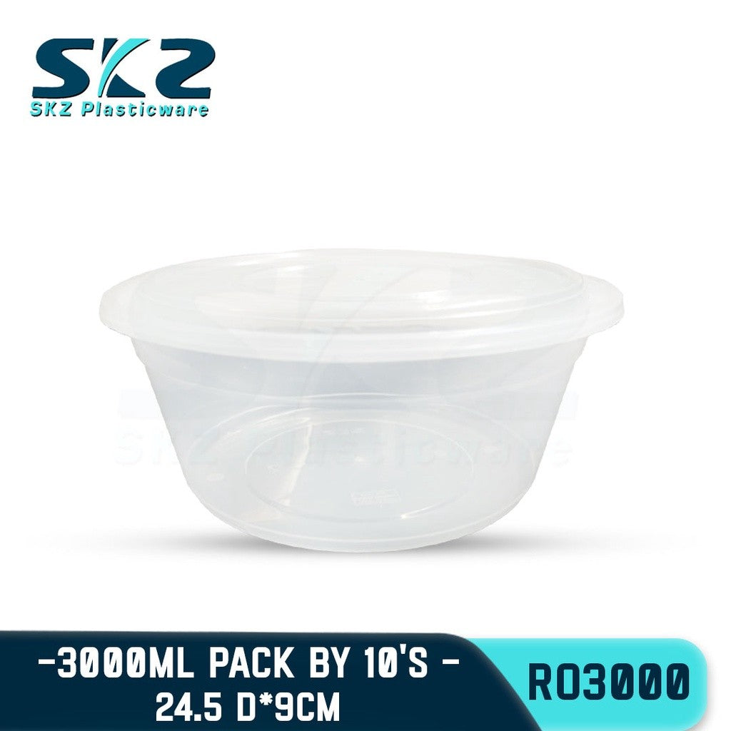 SKZ CLEAR CONTAINER ROUND SERIES R03000 ENVIRONMENTAL FRIENDLY FOOD STORAGE MICROWAVABLE