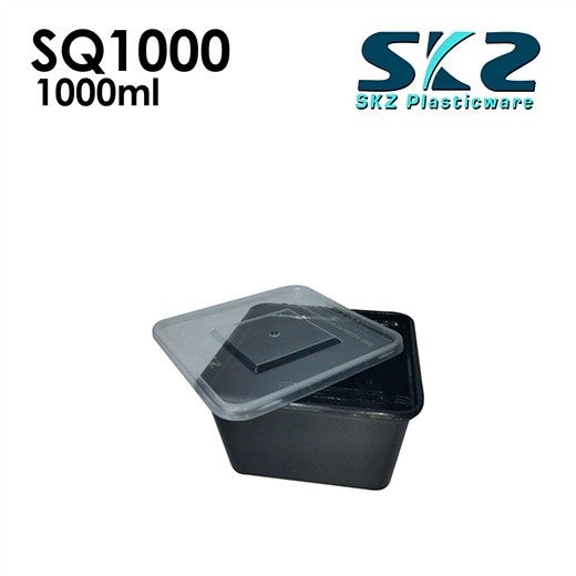 SKZ BLACK SQUARE CONTAINER SERIES SQ1000 1000ml ENVIRONMENTAL FRIENDLY FOOD STORAGE MICROWAVABLE
