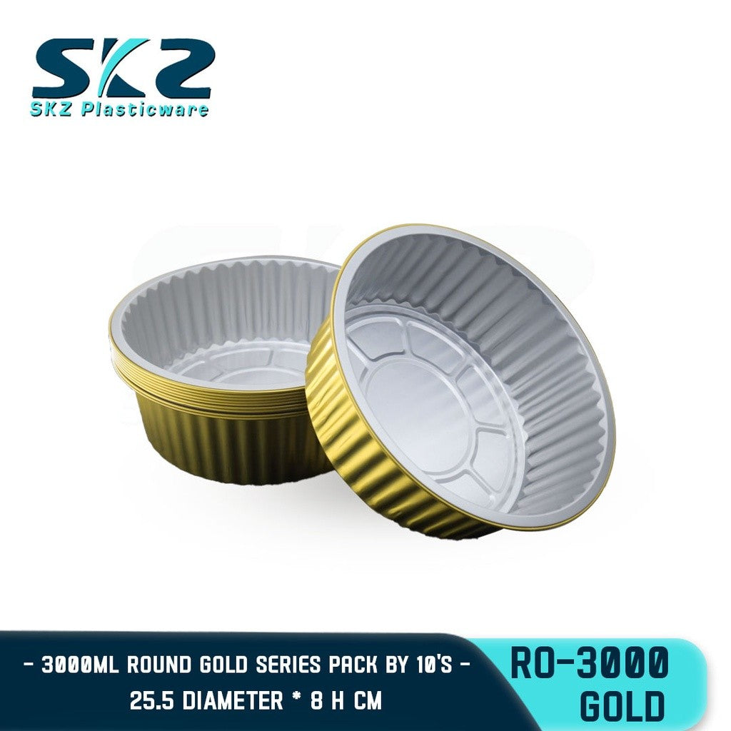 SKZ W/Lid BAKING PAN [R0-3000] GOLD ROUND DISPOSABLE ENVIRONMENTAL FRIENDLY FOOD STORAGE