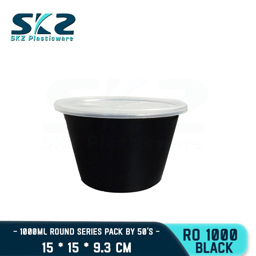 SKZ BLACK CONTAINER ROUND SERIES RO1000 ENVIRONMENTAL FRIENDLY FOOD STORAGE MICROWAVABLE