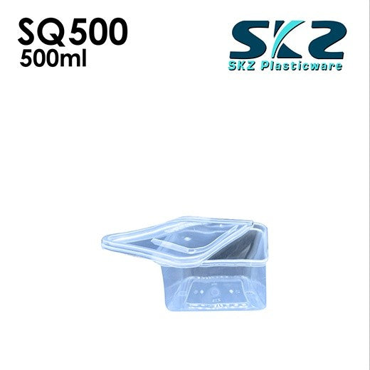 SKZ CLEAR CONTAINER SQUARE SERIES SQ500 500ml ENVIRONMENTAL FRIENDLY FOOD STORAGE MICROWAVABLE