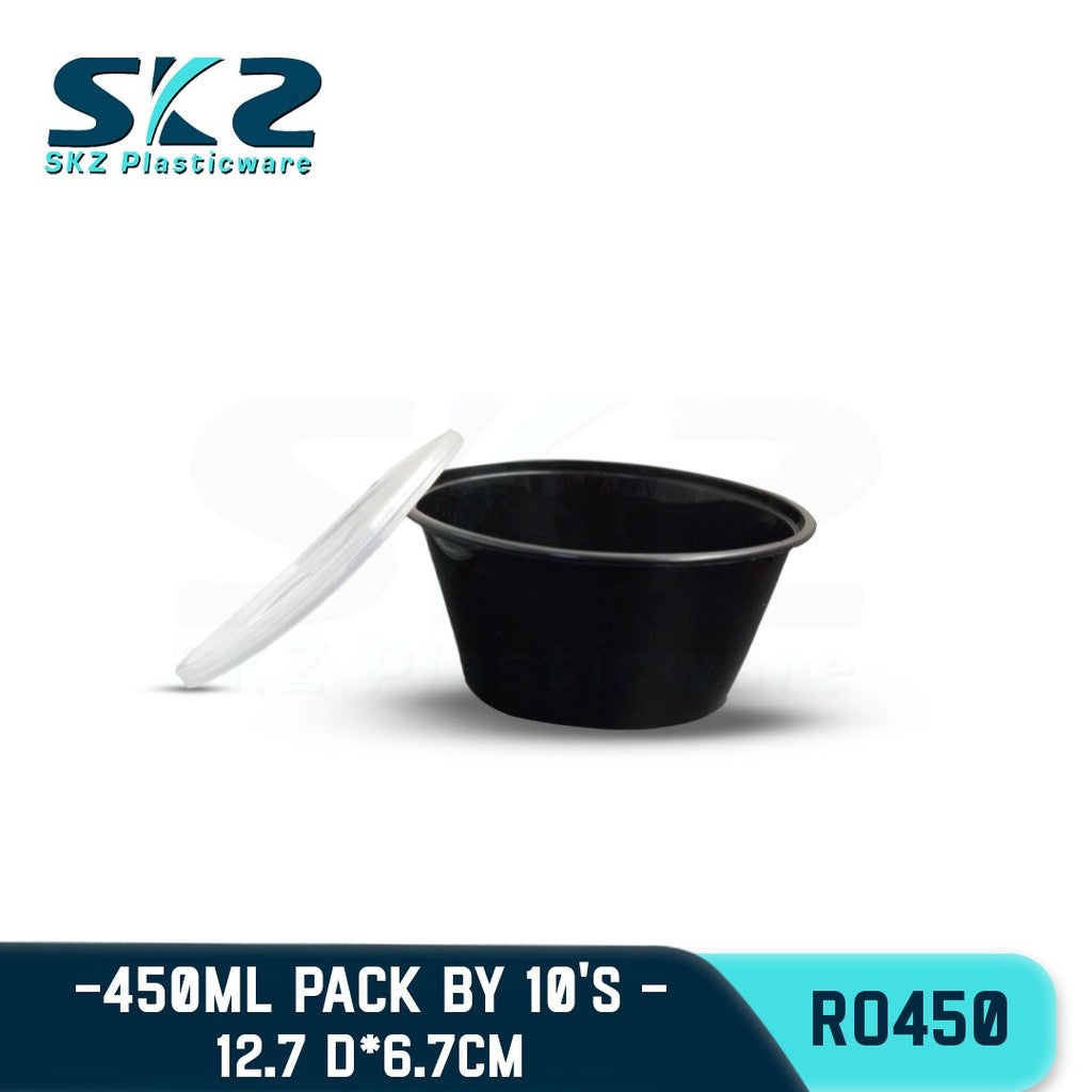 SKZ BLACK CONTAINER ROUND SERIES R0450 (396)  ENVIRONMENTAL FRIENDLY FOOD STORAGE MICROWAVABLE