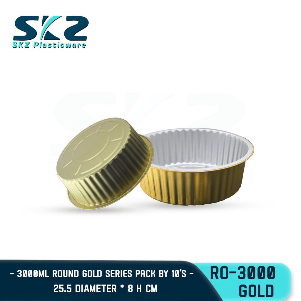 SKZ W/Lid BAKING PAN [R0-3000] GOLD ROUND DISPOSABLE ENVIRONMENTAL FRIENDLY FOOD STORAGE