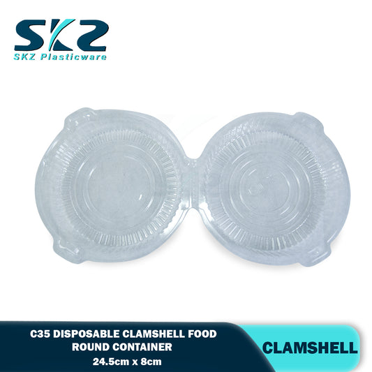 C35 Clamshell Round Clear Pastry Food Container 25pcs