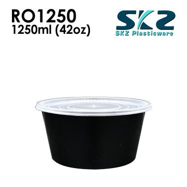 SKZ BLACK CONTAINER ROUND SERIES R01250 1250ml ENVIRONMENTAL FRIENDLY FOOD STORAGE MICROWAVABLE