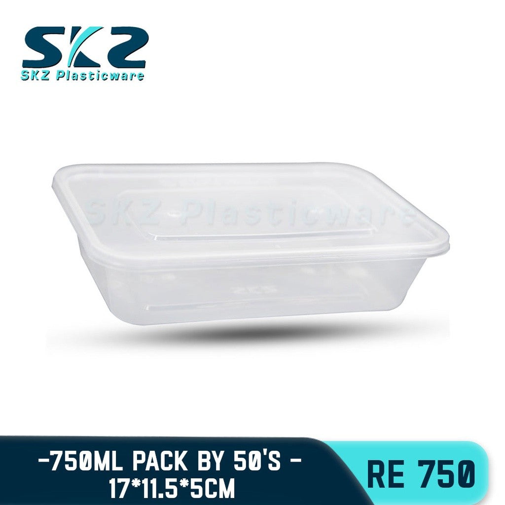 SKZ CLEAR CONTAINER RECTANGULAR SERIES RE750 750ml ENVIRONMENTAL FRIENDLY FOOD STORAGE MICROWAVABLE