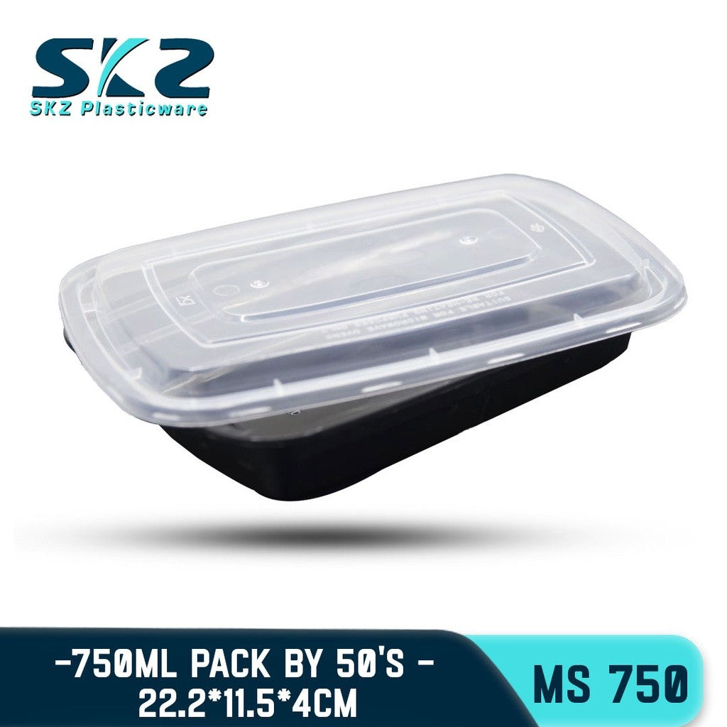 SKZ 1BOX BLACK AND CLEAR RE SERIES 750ML [MS 750]  ENVIRONMENTAL FRIENDLY FOOD STORAGE MICROWAVABLE