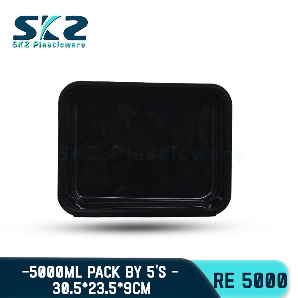 SKZ BLACK PARTY TRAY RECTANGULAR SERIES RE5000  ENVIRONMENTAL FRIENDLY FOOD STORAGE MICROWAVABLE