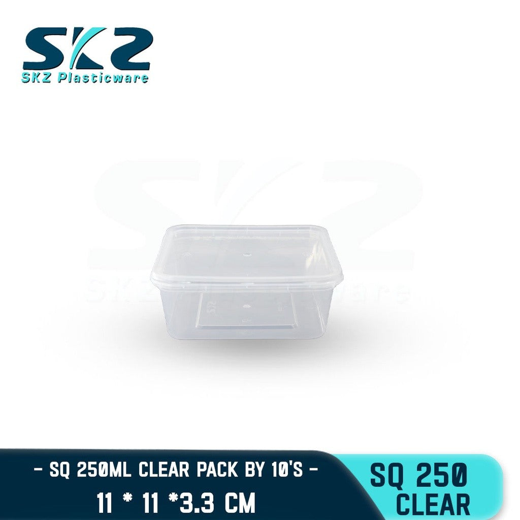 SKZ 1BOX BLACK AND CLEAR SQUARE SERIES [SQ-250] ENVIRONMENTAL FRIENDLY FOOD STORAGE MICROWAVABLE