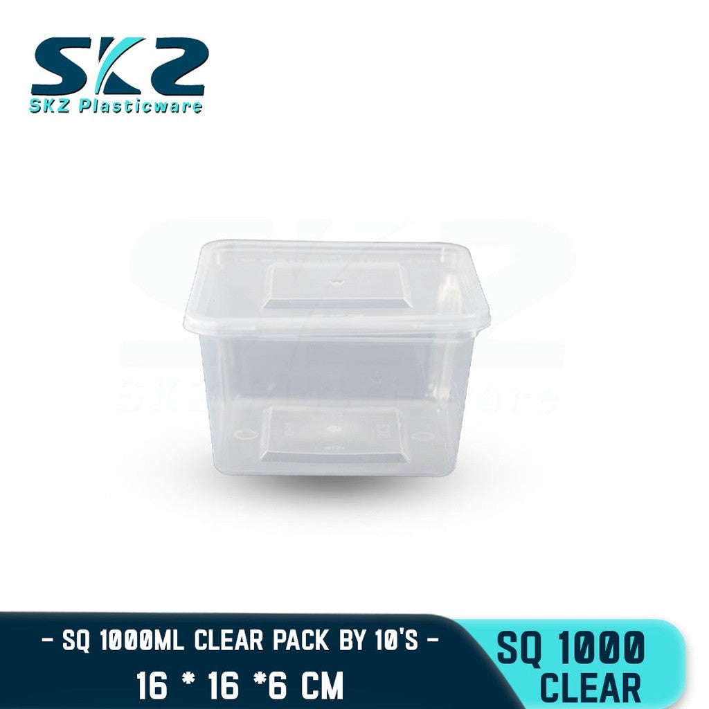 SKZ 1BOX BLACK AND CLEAR SQUARE SERIES [SQ-1000] ENVIRONMENTAL FRIENDLY FOOD STORAGE MICROWAVABLE