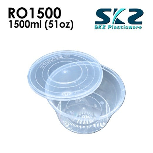 SKZ CLEAR CONTAINER ROUND SERIES RO1500 1500ml ENVIRONMENTAL FRIENDLY FOOD STORAGE MICROWAVABLE