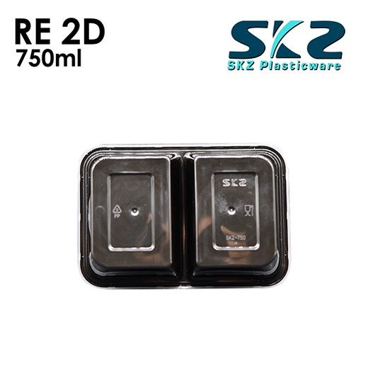 SKZ 2 DIVISION BLACK RECTANGULAR SERIES RE750 2D  ENVIRONMENTAL FRIENDLY FOOD STORAGE MICROWAVABLE