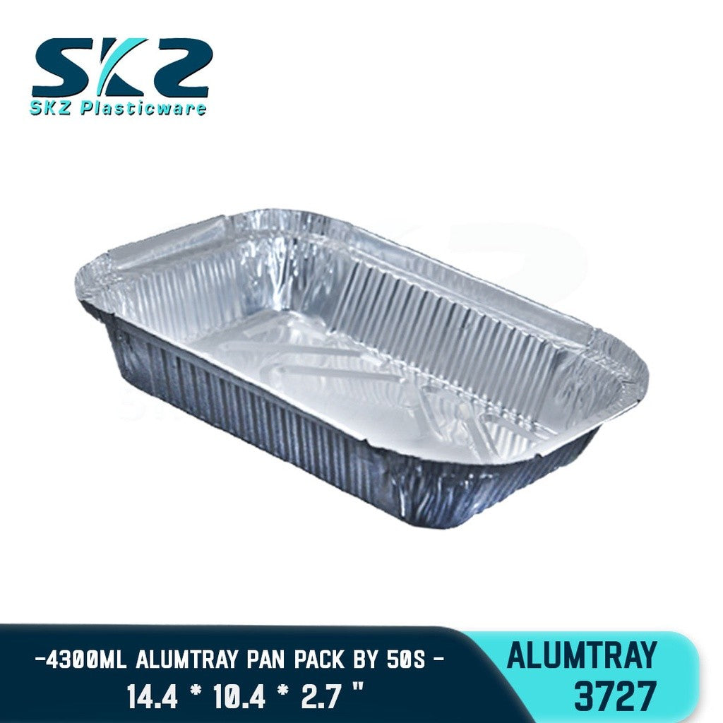 SKZ ALUMINUM FOIL TRAY 4300ML [3727] RECTANGULAR ALUMTRAY WITH LID 50PCS/PACK